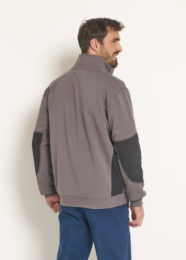 Sweat zippé confort col montant Gris