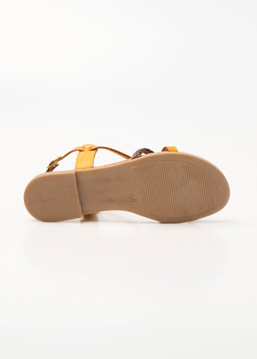 Sandales en cuir plates multibrides Jaune/Brique