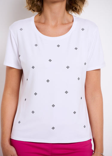 T-shirt strass manches courtes Blanc