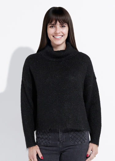 Pull col roulé en maille épaisse Noir