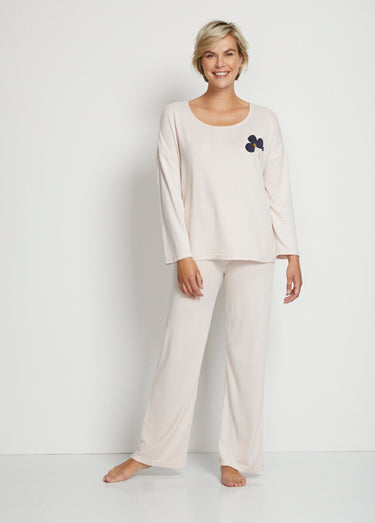 Pyjama uni manches longues maille douce Petale