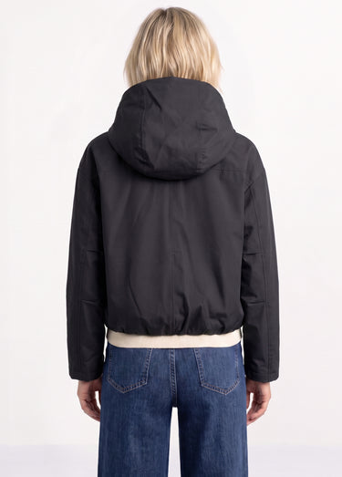 Veste courte coupe vent, capuche amovible Noir