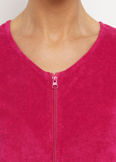Peignoir de bain éponge coton uni zippé Rose