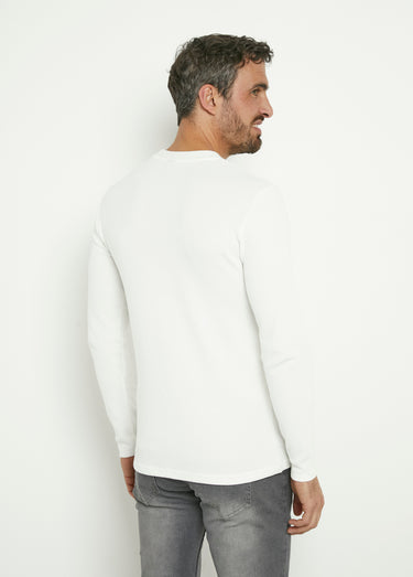 T-shirt col rond maille texturée épaisse Blanc
