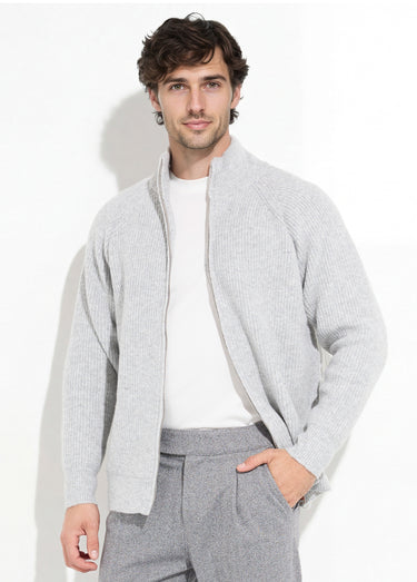 Gilet zippé chaud avec laine, col montant Gris