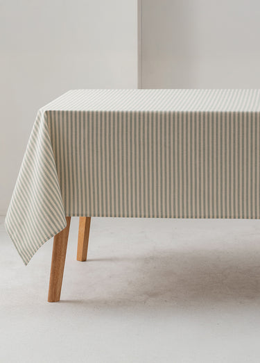 Nappe anti taches coton, fines rayures Bleu