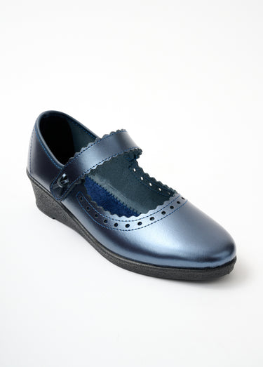 Sandales babies cuir largeur confort Marine Nacre