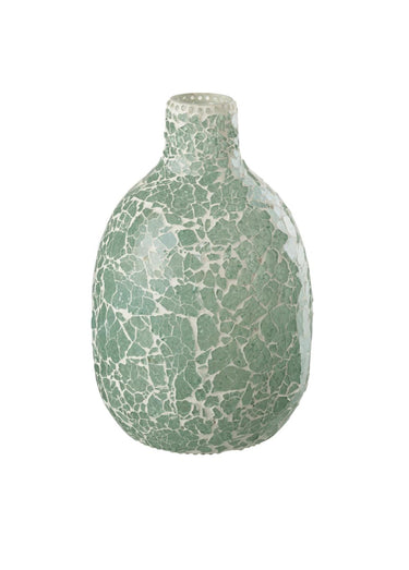 Vase fantaisie en verre, décor mosaïque Vert