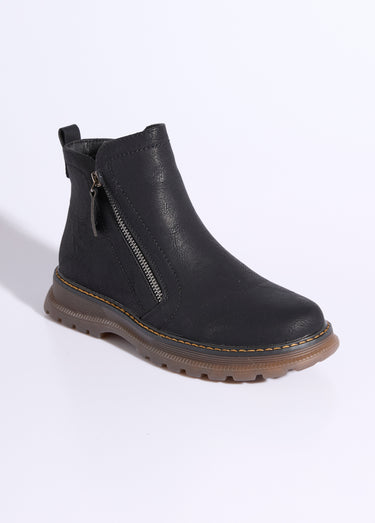 Boots zippées, coutures contrastantes Noir