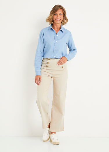 Chemise en jean manches longues Bleu Stone