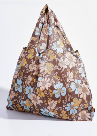Sac de courses pliable, marguerite Marron Imprime