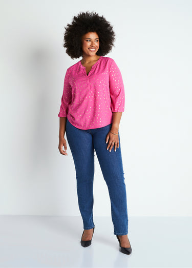 Tunique ample mi-longue manches 3/4 Rose