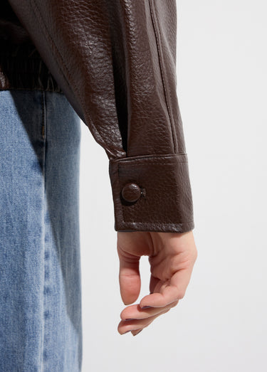 Blouson simili cuir inspiration vintage Marron