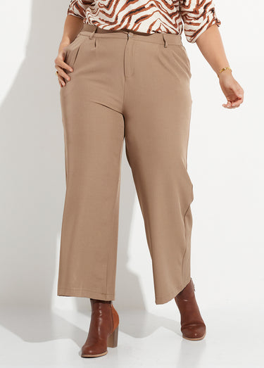 Pantalon en twill léger coupe large Beige