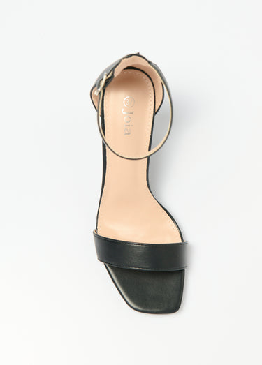 Sandales talon haut bout carré à brides Noir