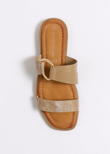 Mule plates brides détails métallisés Taupe
