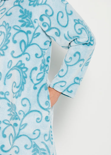 Peignoir robe de chambre polaire court boutonné Vert Canard