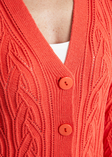 Gilet court boutonné ajouré Orange