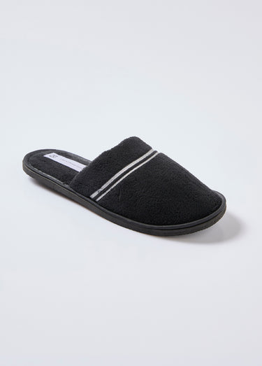 Chaussons façon mules, lignes contrastées Noir