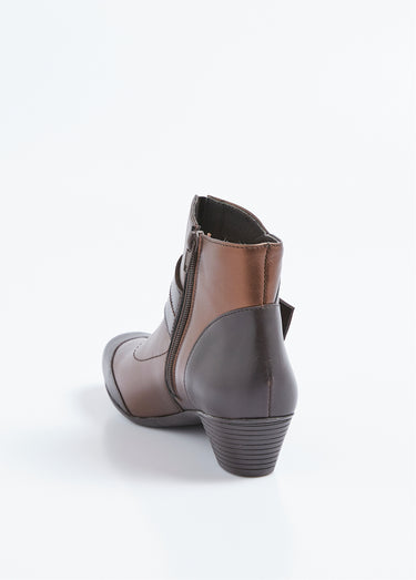 Boots zippées cuir talon décroché Bronze
