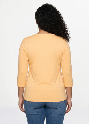 T-shirt manches 3/4 clouté fantaisie Jaune