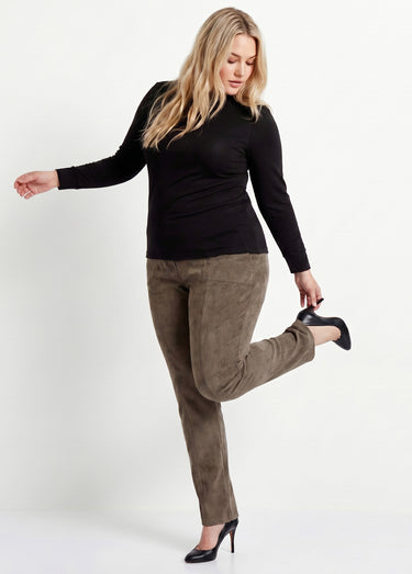 Pantalon droit taille élastiquée velours milleraies Taupe