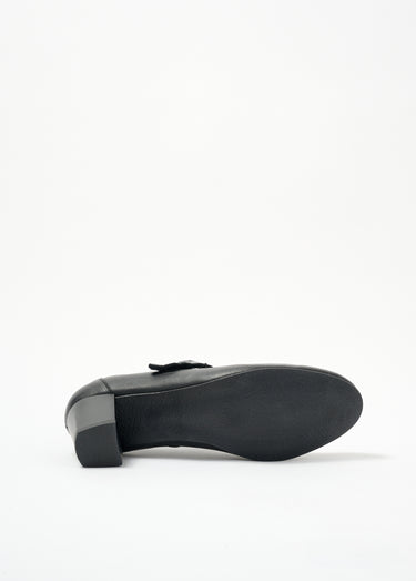 Escarpins à talon largeur confort scratchés cuir Noir