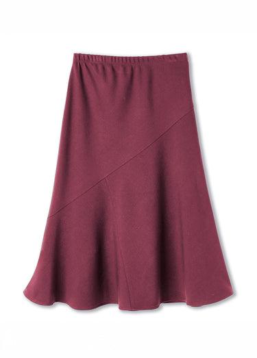Jupe longue évasée tissu extensible Bordeaux