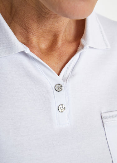 Tee-shirt col polo court maille Blanc