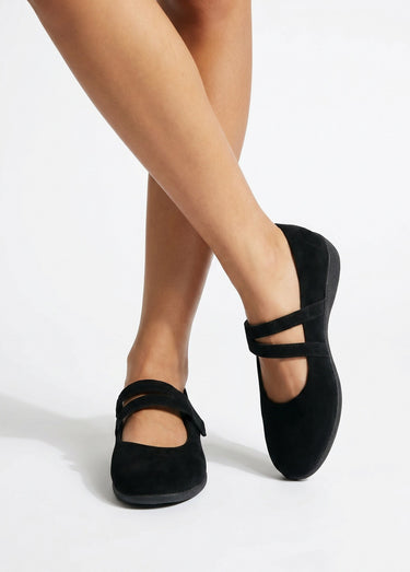 Ballerines scratchées cuir fabriquées en France Noir