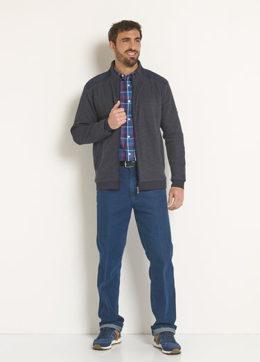 Gilet zippé chiné col montant Bleu