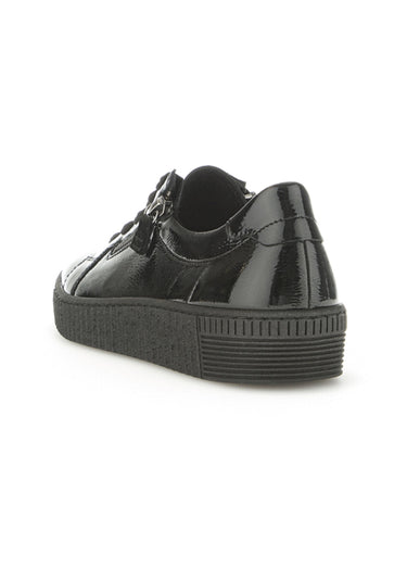 Baskets cuir semelle épaisse Vernis Noir