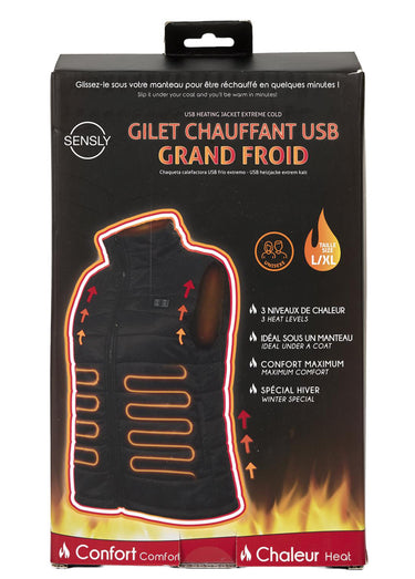 Gilet sans manches chauffant USB Noir