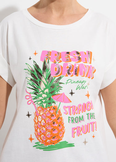 T-shirt col rond sérigraphie Pineapple Blanc