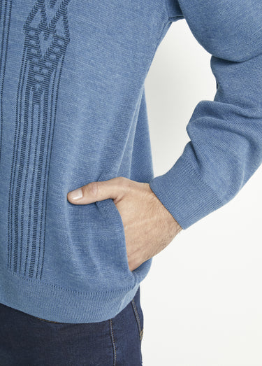 Gilet col V boutonné manches longues laine Chine Bleu
