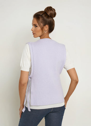 Pull sans manches avec lien à nouer côtés Violet Clair