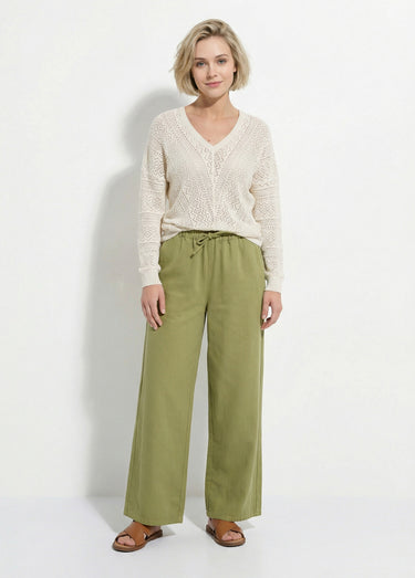 Pull maille ajourée col V Ficelle