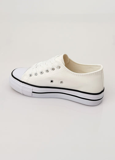 Baskets simili cuir lacets inspiration US Blanc