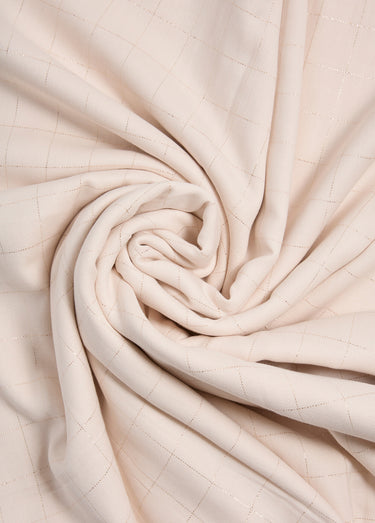 Coupon tissu carreaux tendance fil métallisé Beige