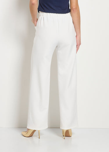 Pantalon effet pont taille élastiquée Blanc