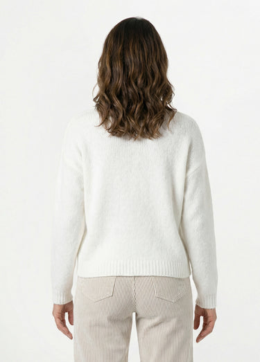 Gilet col rond en maille avec laine Blanc