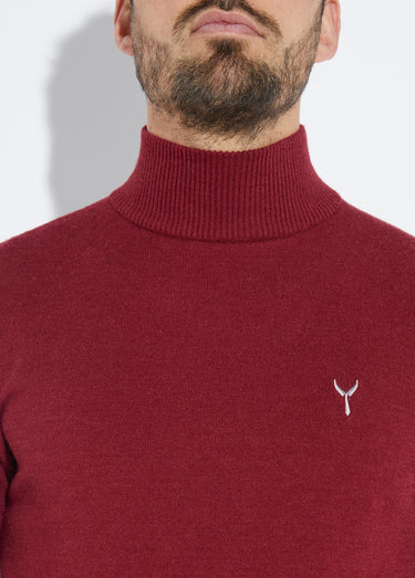 Pull col montant toucher cachemire Bordeaux