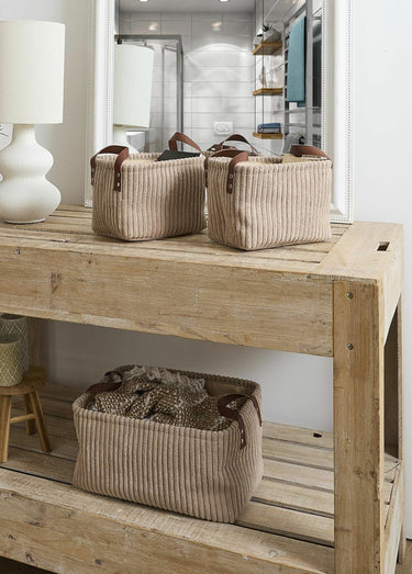 Paniers rangement velours, avec anses Taupe