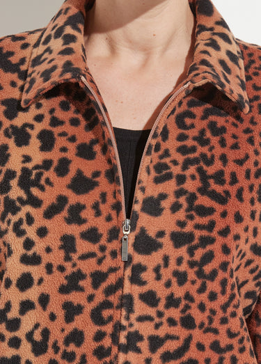 Blouson zippé maille polaire imprimée Marron/Noir