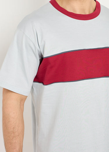 Pyjama short coton bicolore Bordeaux