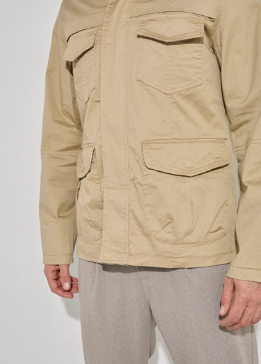 Veste casual multipoches col montant Beige