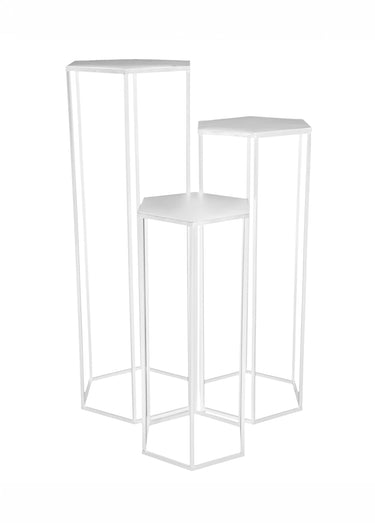 Set 3 Sellettes gigognes design en métal Blanc