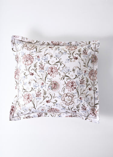 Parure de lit 4 pièces avec drap plat, camélias Gris