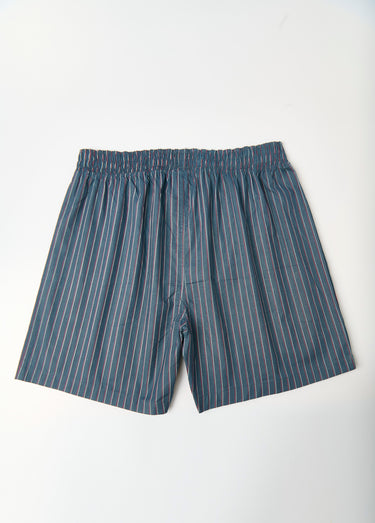 Caleçon en pur coton, imprimé fantaisie Raye Bleu