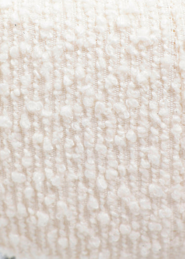 Pouf en métal, coussin aspect laineux Blanc